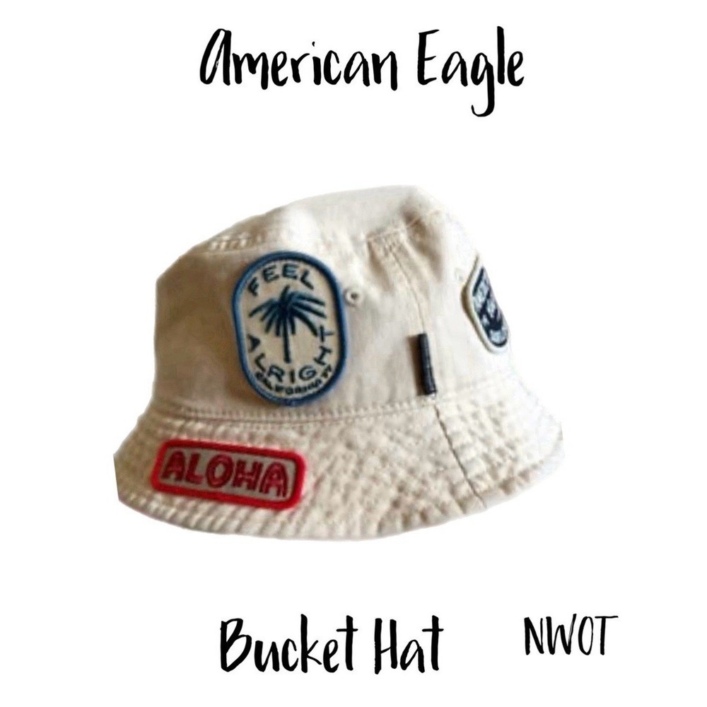 American eagle Cream Bucket Hat‎ with Patches s/m
